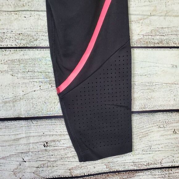Victoria’s Secret PINK Ultimate Leggings Black Neon Pink Trim Size L - Picture 6 of 9